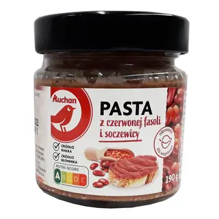 Auchan - Pasta z czerwonej fasoli i soczewicy - 190 g