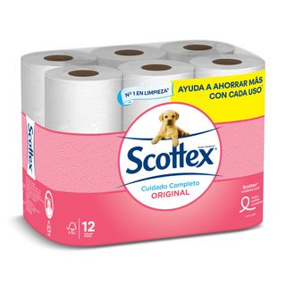 Papel Higiénico Original 2 Capas Scottex Bolsa 12 Unidades