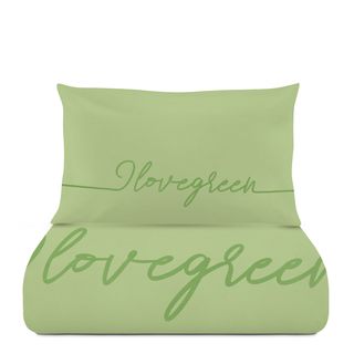 Parure copripiumino 1 piazza e mezza I love - green Quotes