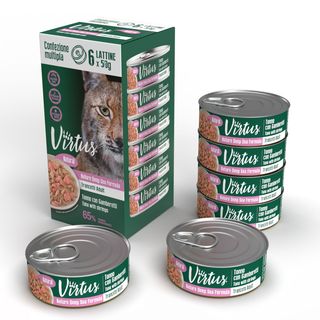 Virtus cat natural multipack 6x50g tonno con gamberetti