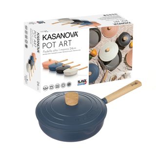 Padella alta 24 cm con coperchio blu - Pot Art