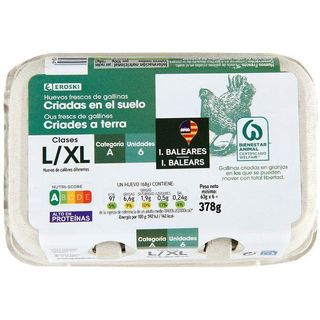 Huevos De Gallinas Criadas En Suelo Balear Eroski, Cartón 6 Uds (23619935)