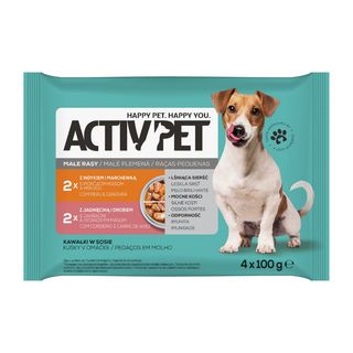 Activ Pet Karma dla psów małych ras, indyk/jagnięcina, 4x100 g