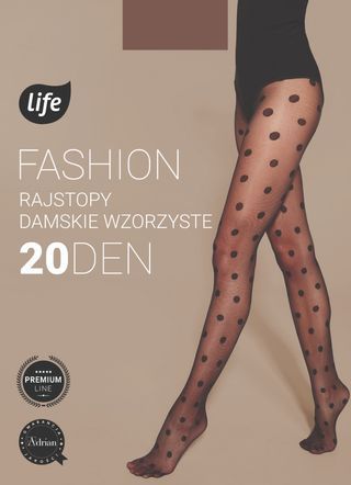 Life Fashion Rajstopy damskie wzorzyste 20 den rozm. 3 nero, wzór duże kropki