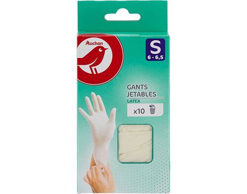 LUVAS LATEX AUCHAN:TAMANHO PEQUENO 10UN