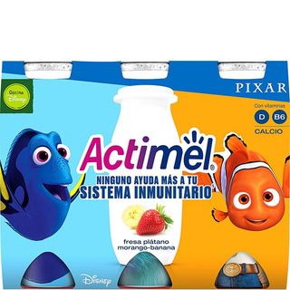 ACTIMEL Yogur Líquido Con Fresa Y Plátano 6X100 Ml
