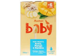 PAPA INFANTIL AUCHAN BABY LÁCTEA AVEIA, MANGA E BANANA 250G