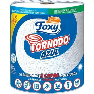 Papel Cocina Foxy Tornado Azul Bobina 3 Capas 1 Kg