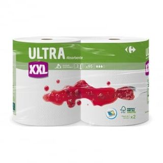 Papel De Cocina Ultra Absorbente Xxl Carrefour 2 Rollos.