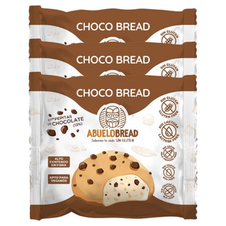 Pack 3x AbueloBread Bollito con Pepitas de Chocolate 60g