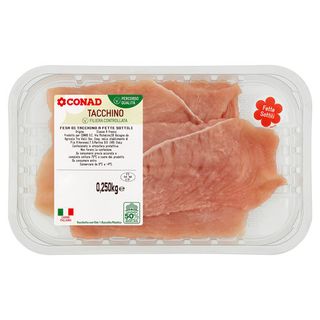 CONAD Percorso Qualità Fesa di Tacchino a Fette Sottili 0,250 kg - 8003170081741