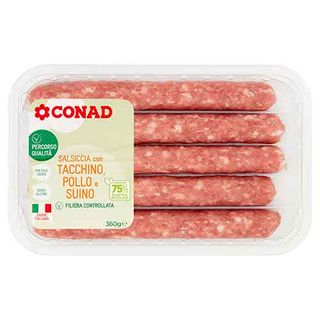 CONAD Percorso Qualità Salsiccia con Tacchino, Pollo e Suino 360 g - 8003170060050