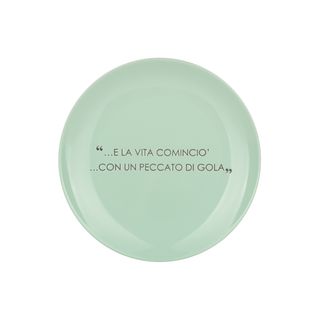 Piatto frutta salvia con scritta - 19,5 cm in stoneware