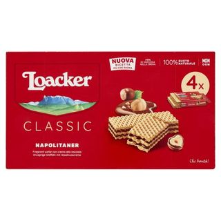 Loacker Wafer Classic Napolitaner Wafers Con Crema Alla Nocciola, Nocciole 100% Italiane 4 X 45 G - 487659