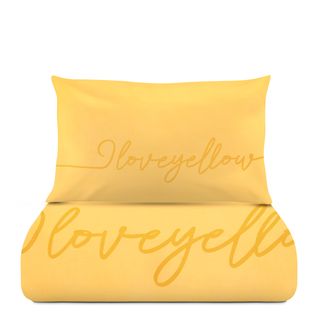 Parure copripiumino 1 piazza e mezza I love - yellow Quotes