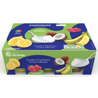 Iogurte Aroma Framboesa, Limão, Banana e Coco Continente (emb. 1000 gr (8 un))