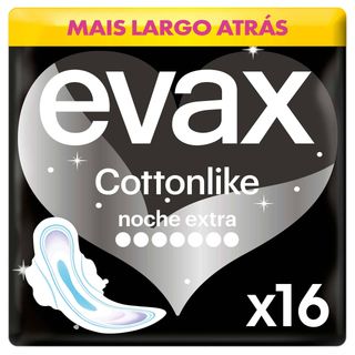 Pensos Higiénicos Cottonlike Noite Extra com Abas Evax (emb. 16 un)