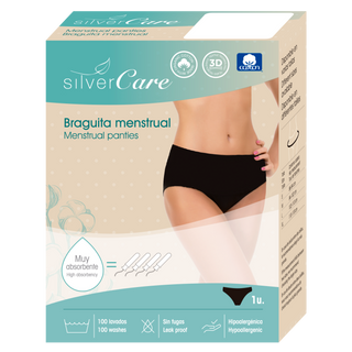 Braguita Menstrual de Algodón Ecológico - Silver Care - Negro 8432984002176