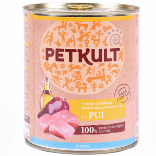 Hrana umeda pentru caini Petkult Junior cu pui 800g