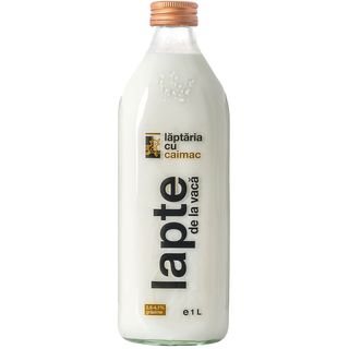 Lapte de vaca integral Laptaria cu caimac, 3.8 - 4.1% grasime, 1 l