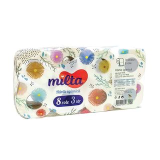 MILTA Hartie igienica 3str 8role