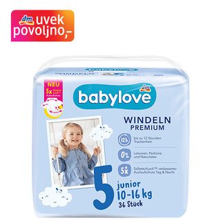 babylove PREMIUM pelene junior, veličina 5 (10-16 kg), 36 kom