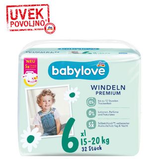 babylove Premium pelene XL, veličina 6 (15-20 kg), 32 kom