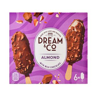 Dream&Co, Inghetata cu vanilie cu ciocolata cu lapte si migdale 6x120ml (ID 39990)