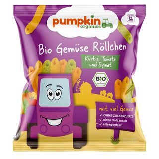 Snack BIO tubulete din porumb cu dovleac, rosi si spanac, 12+, 20g, Pumpkin Organics