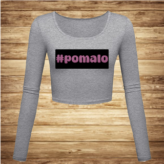 #POMALO siva ženska majica crop top dugi rukav veličina M