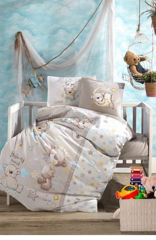 Posteljina za bebe Little Bear V1 bež sa jorganom Clasy 8681727149559