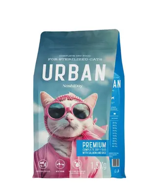 Hrana uscata pentru pisici sterilizate Urban, somon, 1.5 kg