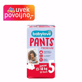 babylove Premium pelene gaćice junior veličina 5 (13 - 20kg) 20 kom 1577914