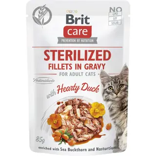 Hrana umeda pentru pisici Brit Care Grain Free Sterilized Fileuri in sos cu rata 85g