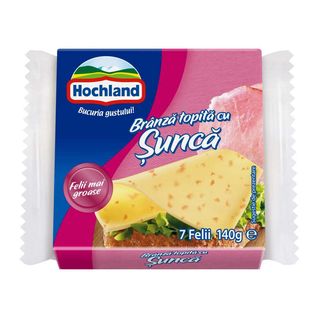 Branza topita cu sunca Hochland, feliata, 140 g
