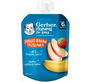 GERBER Piure din mere, banană, căpșună 80g d/p (6l+)