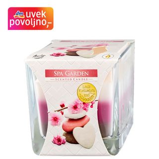 Aura Spa Garden - trobojna sveća u kvadratnom staklu, 1 kom