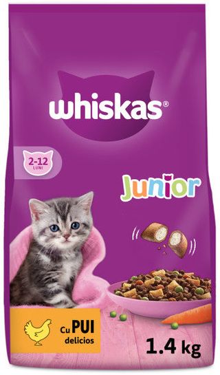 WHISKAS JUNIOR Hrană uscată pentru pisicuţe, cu Pui 1,4kg