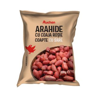 Arahide coapte in coaja rosie Auchan, cu sare, 300 g