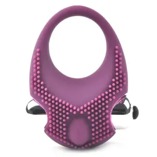 Purple Color Silicone Vibrating Cock Ring with Clitoral StimulatLUX14460