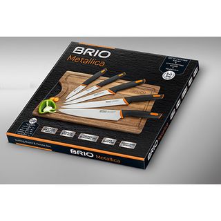 BRIO Metallica Дъска с 5бр ножове,акация / 00110780