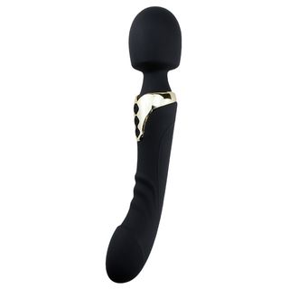 Vibrator Masaj Wand, 2 Motoare Puternice, 10 Moduri Vibratii, Silicon, USB, Negru, 25 cm