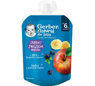 GERBER Piure mere, afine, banană  80g  d/p (6l+)