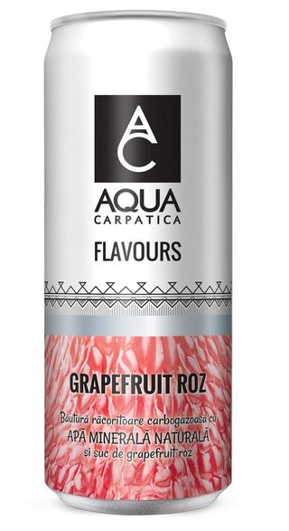 Bautura carbogazoasa Aqua Carpatica Flavours cu grapefruit roz, doza, 0.33 l