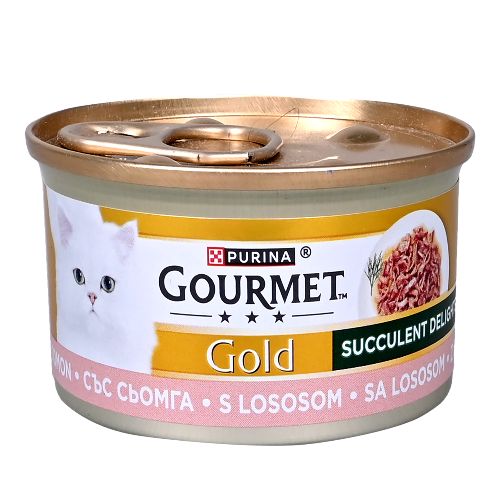 Gourmet Gold храна за котки Сочни изкушения Сьомга 85 ГР