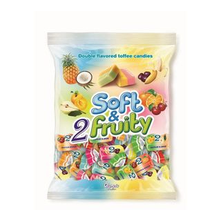 Bomboanele gumate moi cu zaharuri,indulcitori si suc de fructe Soft&Fruity, 250g