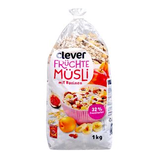 Clever Пълнозърнести мюсли с плодове 1000 ГР / 38952660