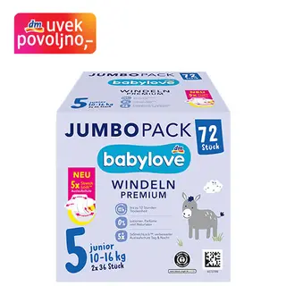 babylove JUMBOPACK Premium pelene junior, veličina 5 (10-16 kg), 72 kom 1580781