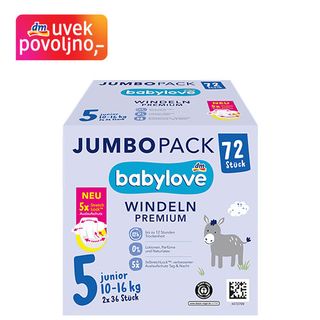 babylove JUMBOPACK Premium pelene junior veličina 5 (10-16 kg), 2x36kom 72 kom 1580781