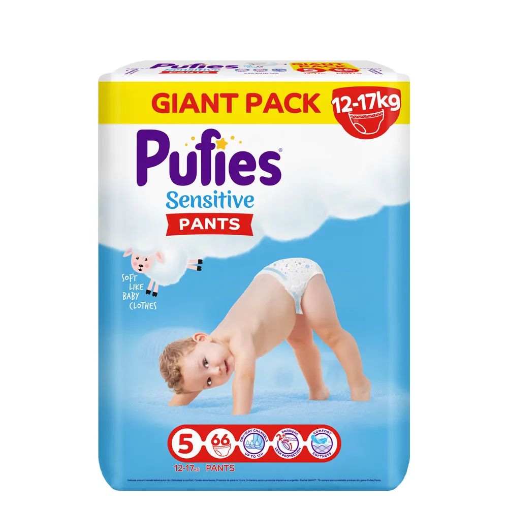 Pufies Sensitive iant Pack 12-17 КГ Бебешки пелени 62 БР